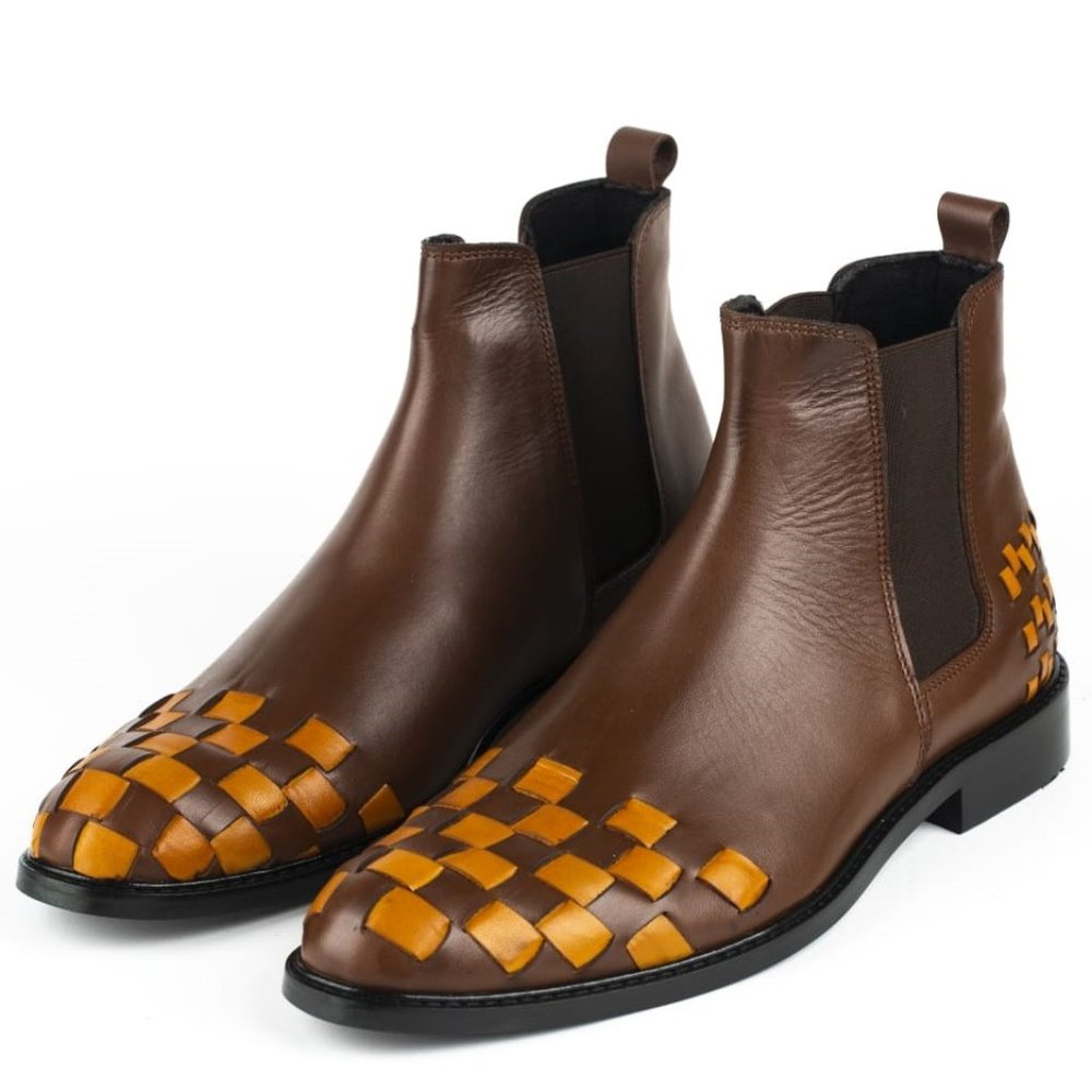 IDOL Mens Brown Leather Chelsea Boots